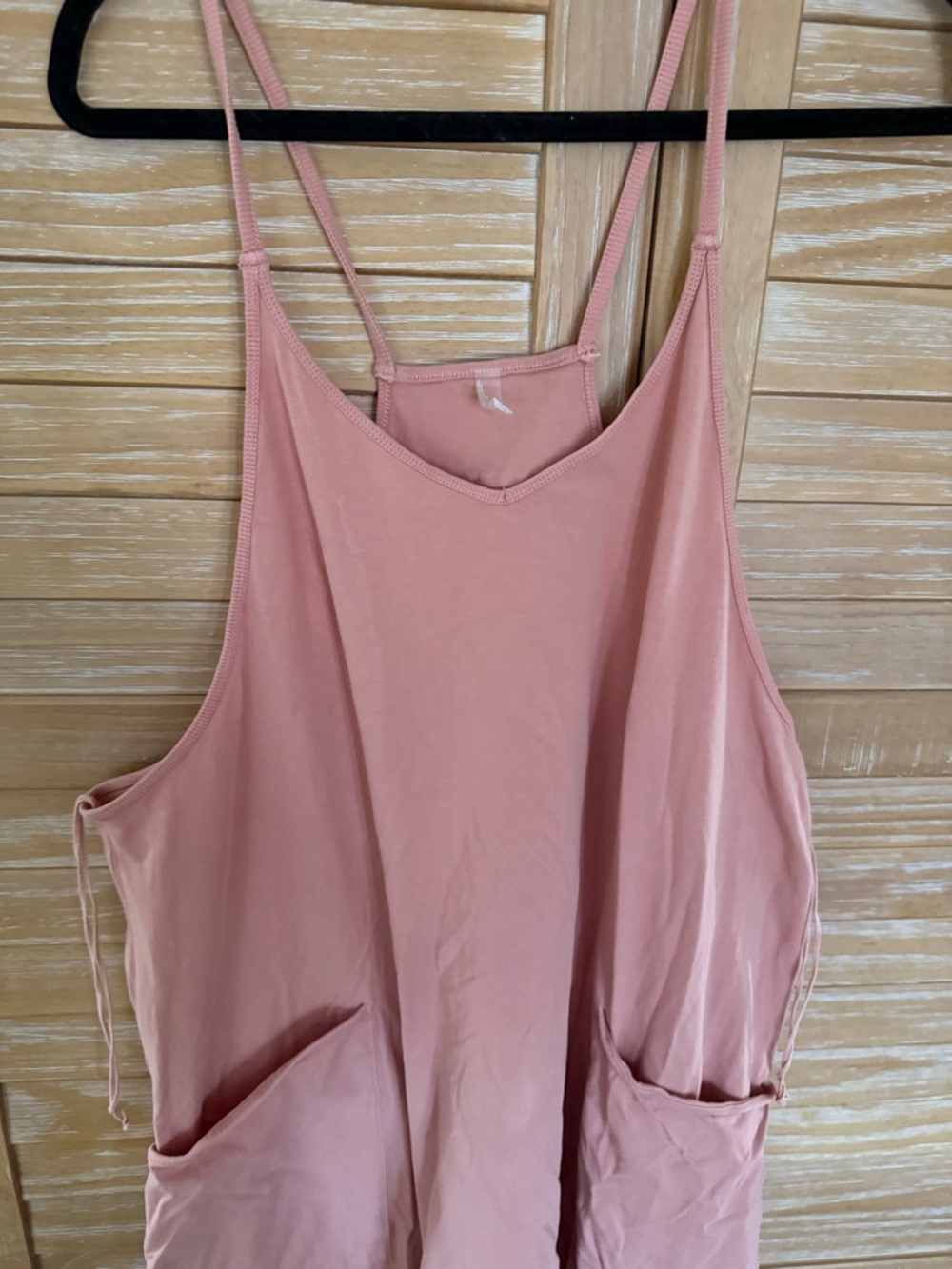 FP Movement by Free People  hot shot onesie Dusty Rose Spaghetti-Strap Jumpsuit